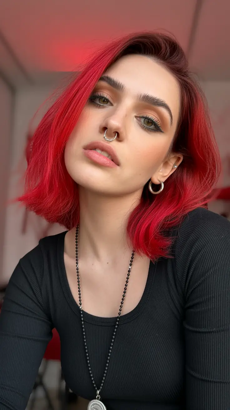 Bold Red Hair Colors 2026 Electric Flame Bob