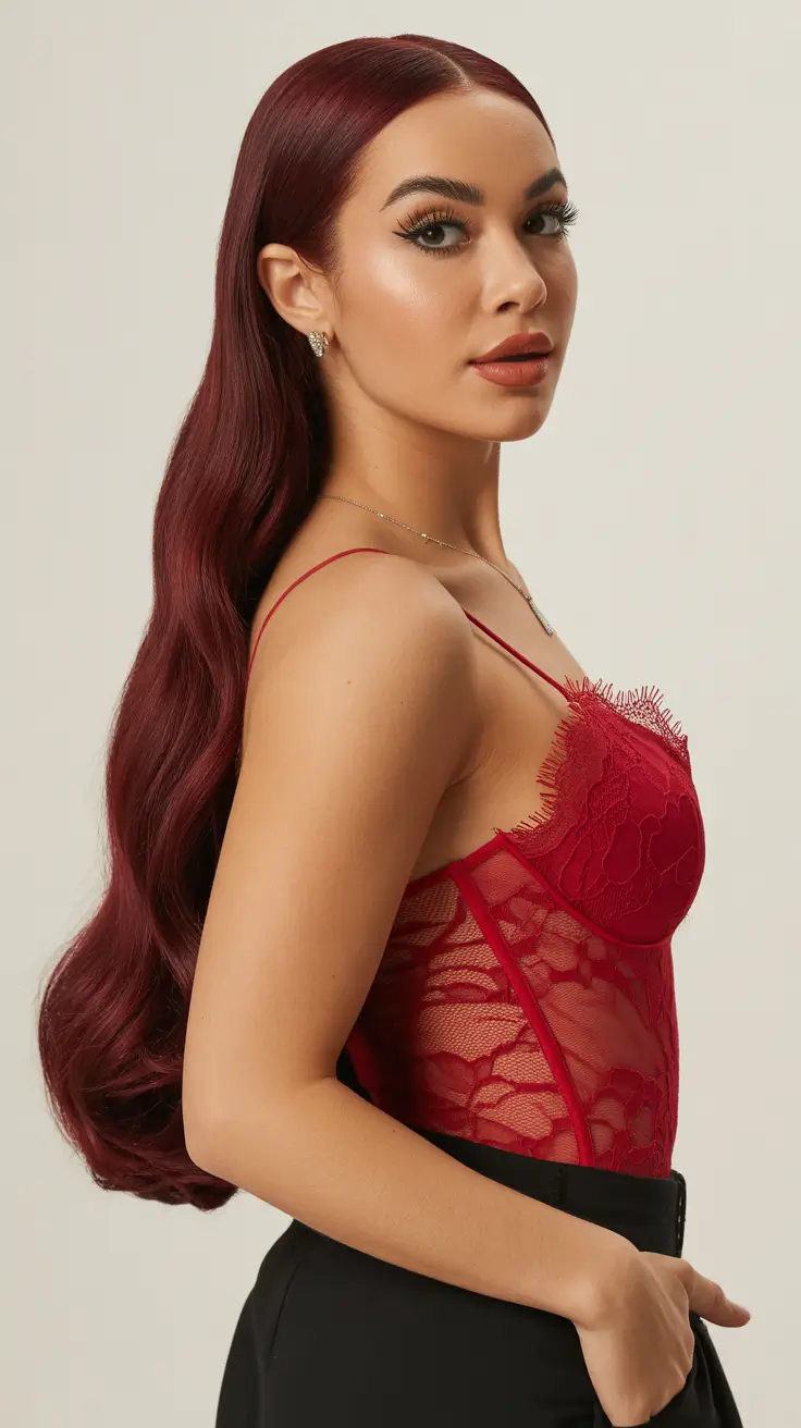 Bold Red Hair Colors 2026 Crimson Silhouette Waves