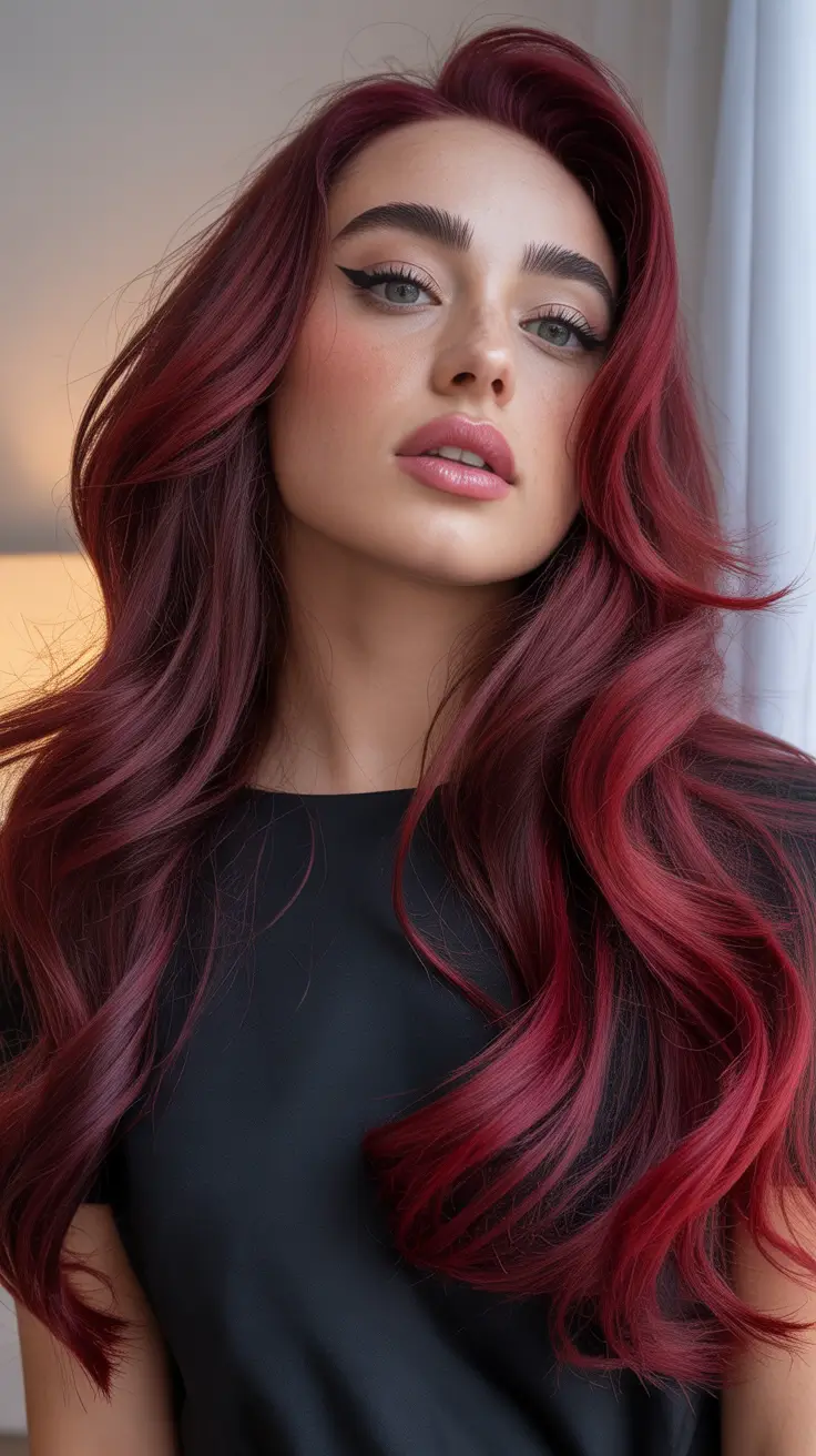 Bold Red Hair Colors 2026 Raspberry Ruby Elegance