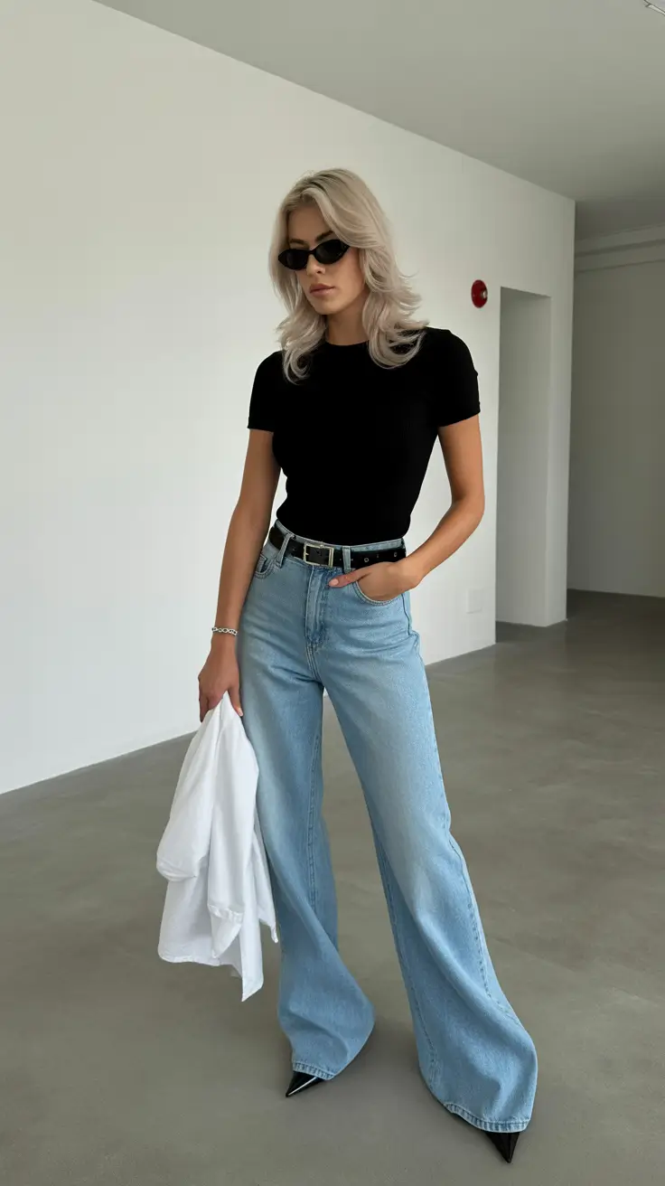 brunch outfits 2026 Black Tee Minimalism
