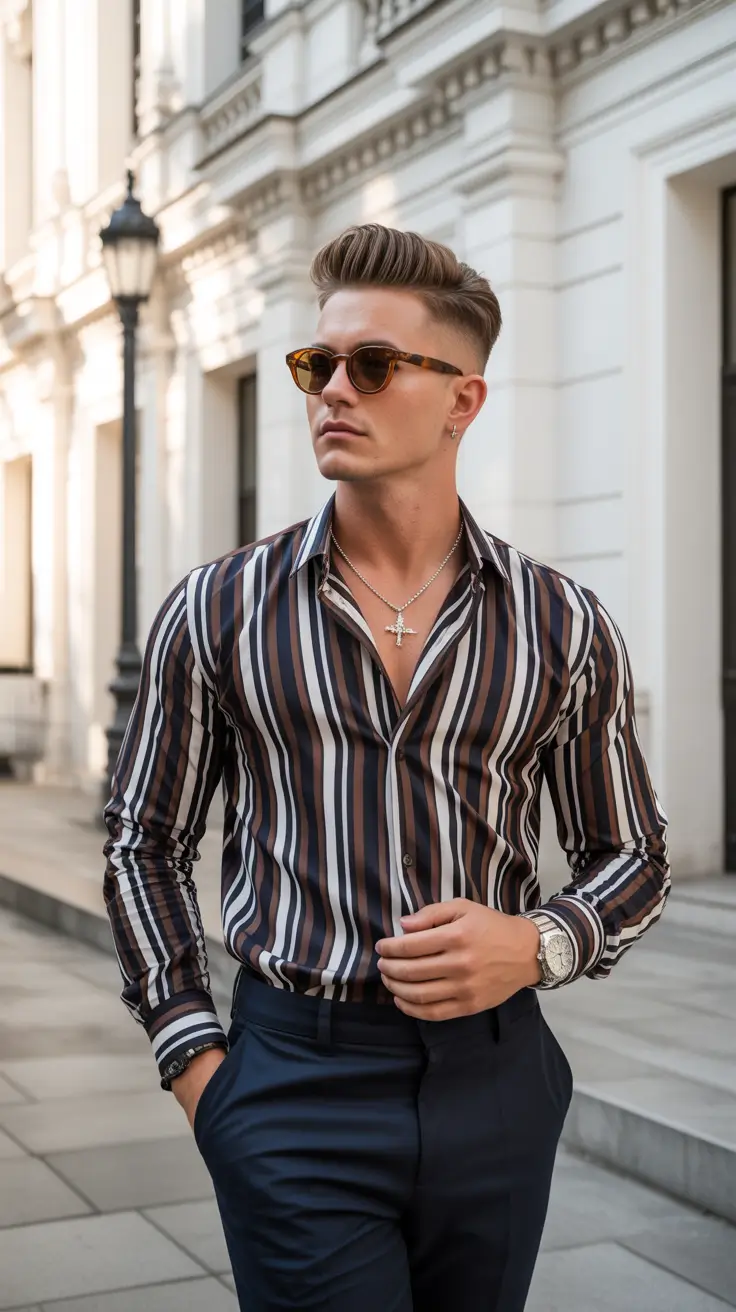 outfits for men 2026 Striped Sophistication