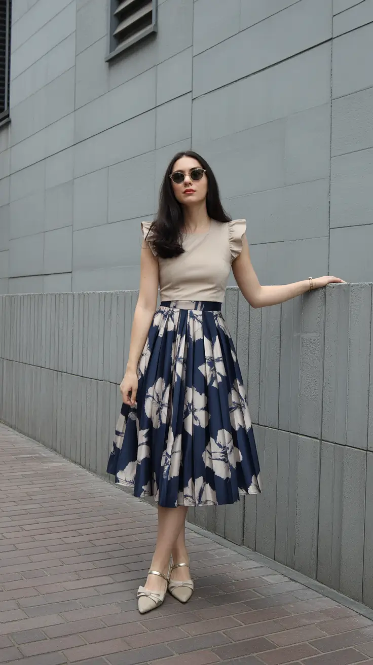 Casual skirt outfits 2026 Elegant Bloom in Motion