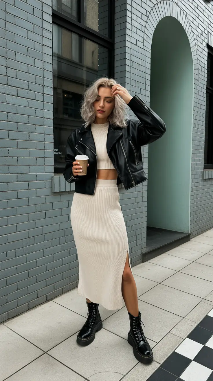 Casual skirt outfits 2026 Edgy Cream Minimalism