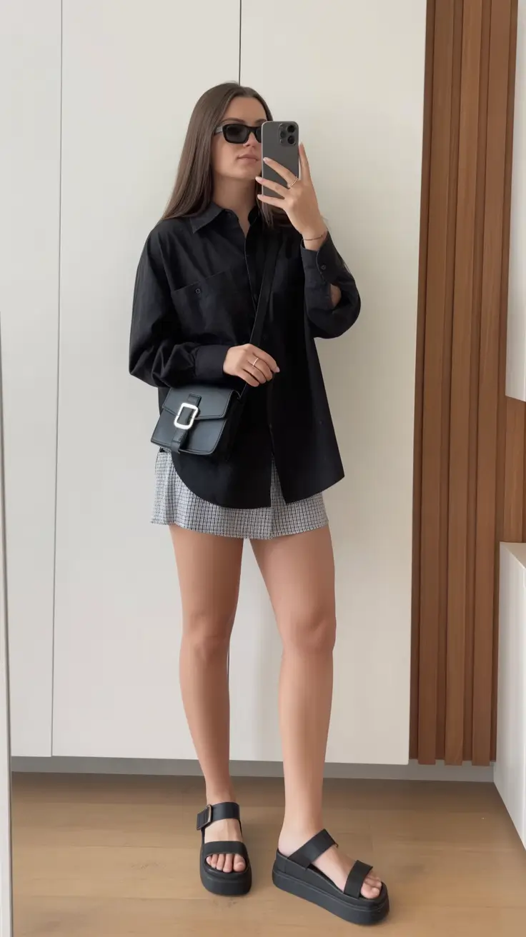 Casual skirt outfits 2026 Urban Monochrome Ease