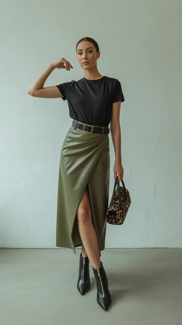 Casual skirt outfits 2026 Olive Power