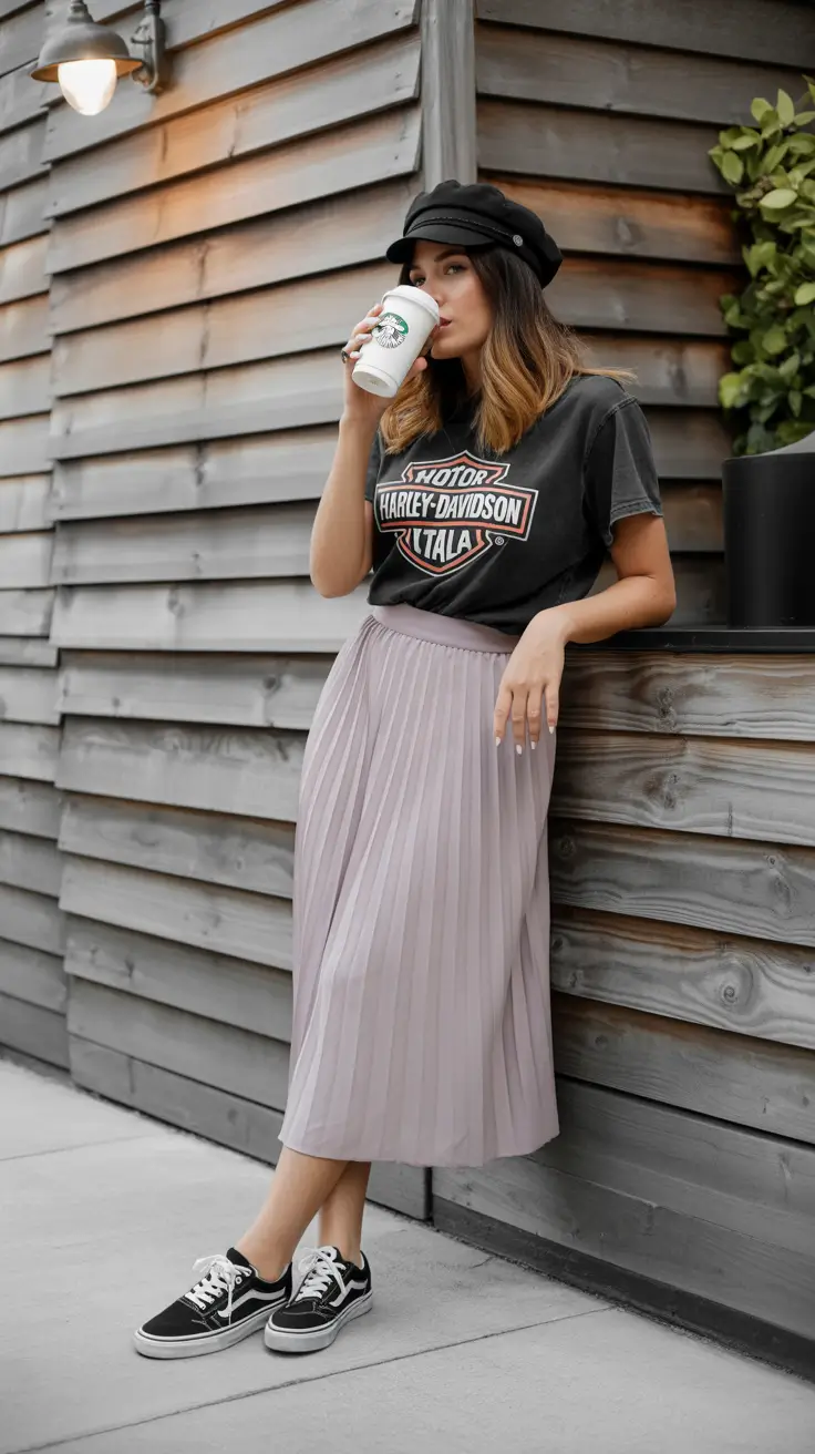 Casual skirt outfits 2026 Street Chic Meets Femininity