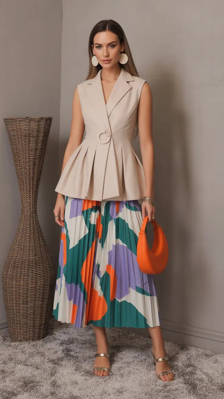 Casual skirt outfits 2026 Vivid Geometry and Modern Grace