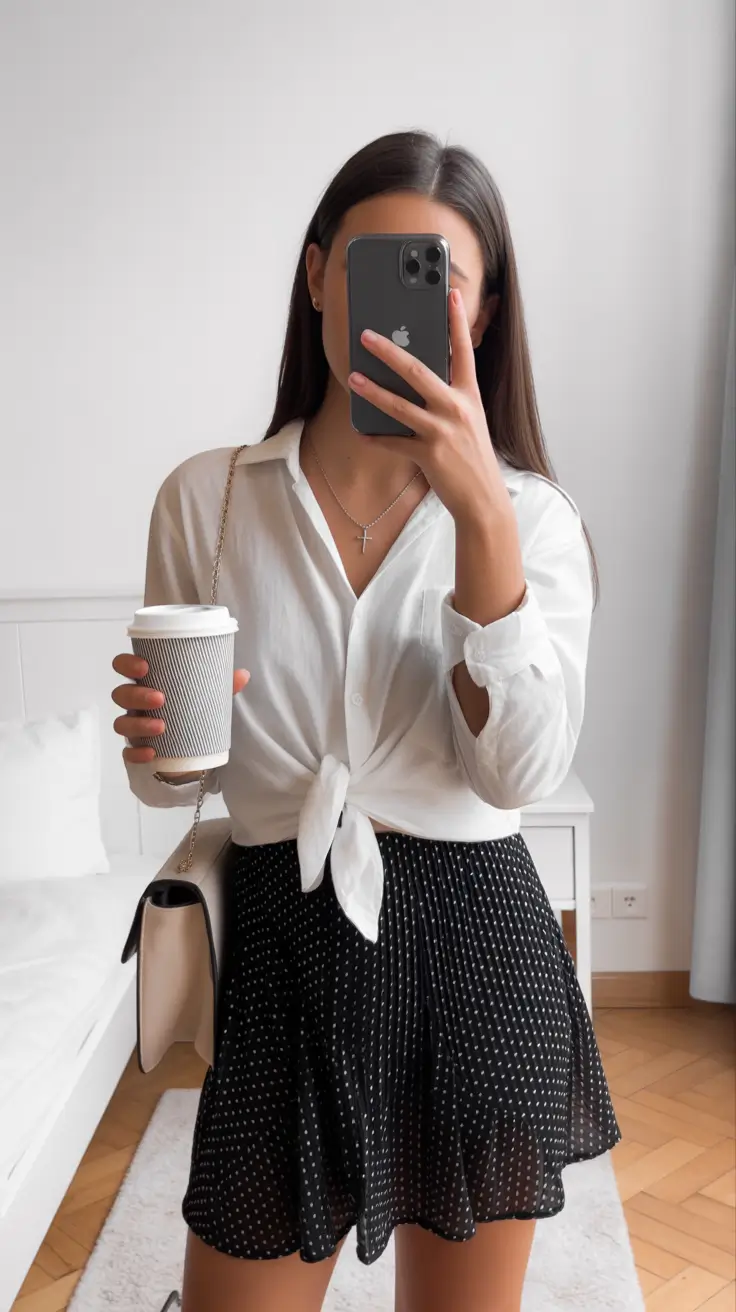 Casual skirt outfits 2026 Monochrome Playfulness