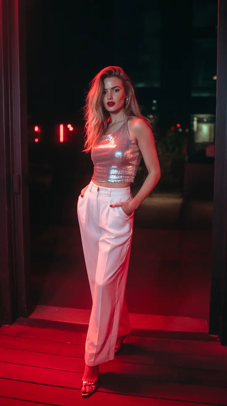 Chic going out outfits 2026 Metallic Muse