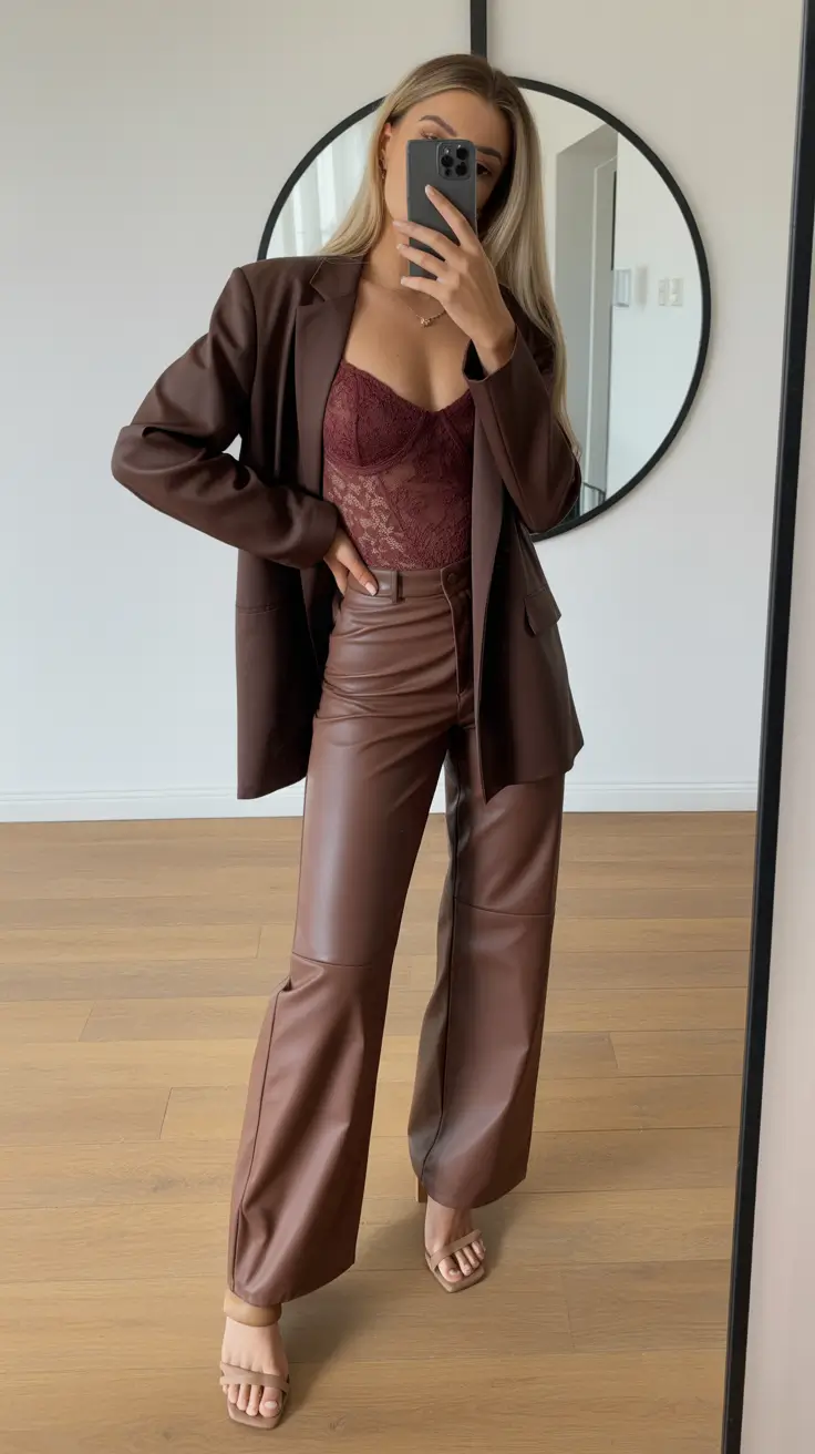 comfy outfits for work Chocolate Luxe Layers