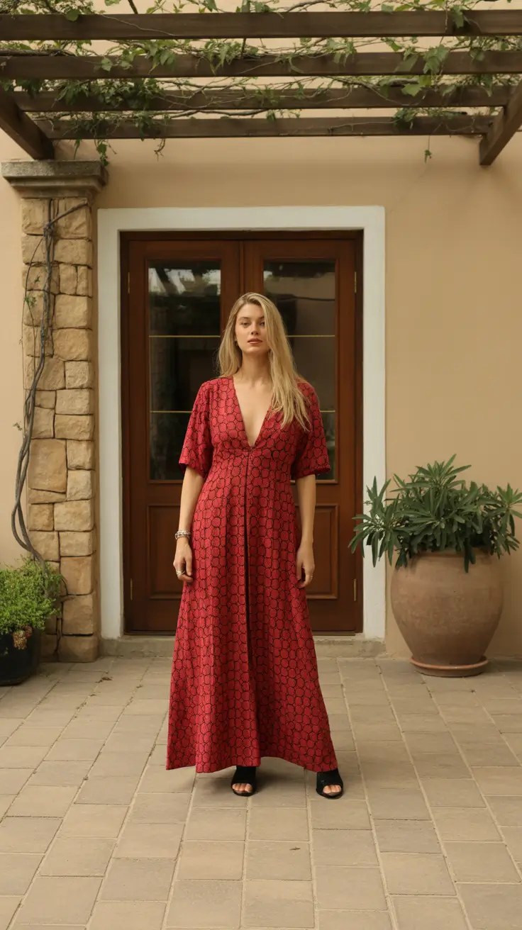 comfy outfits summer Red Serenity in Motion