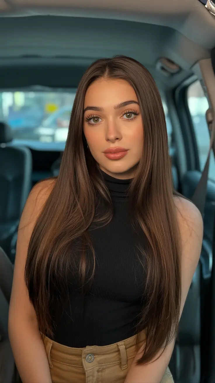 Cool-tone brunette hair color 2026 Espresso-Sleek Brunette with Cool Gloss