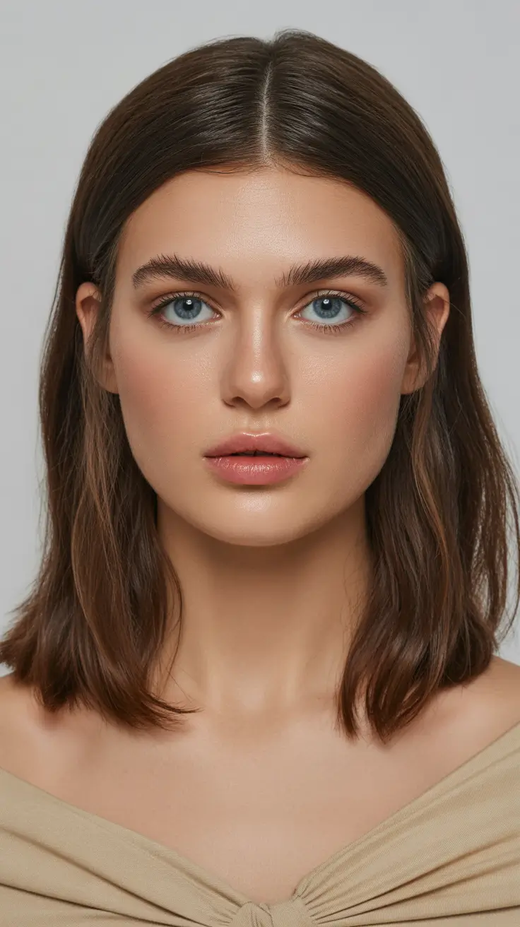 Cool-tone brunette hair color 2026 Neutral Brunette Bob with Soft Sheen