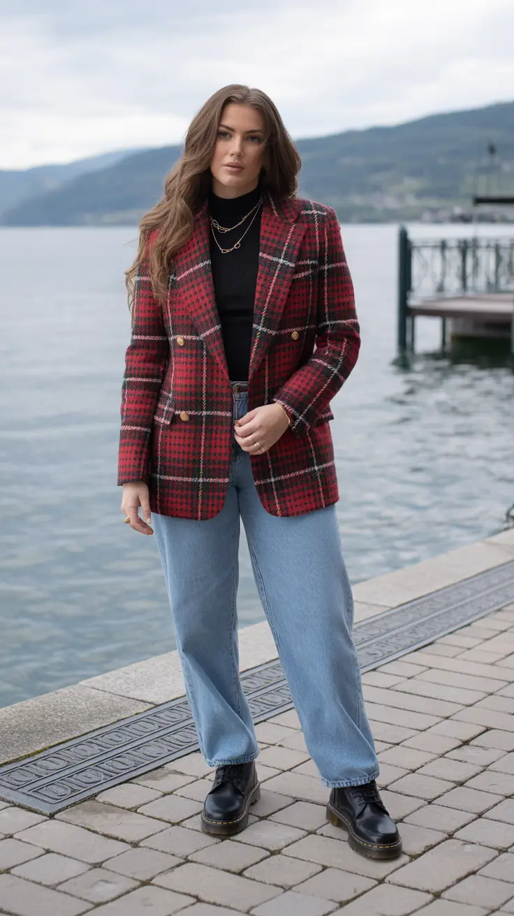 cute outfits for women 2026 Retro Red Plaid Revival