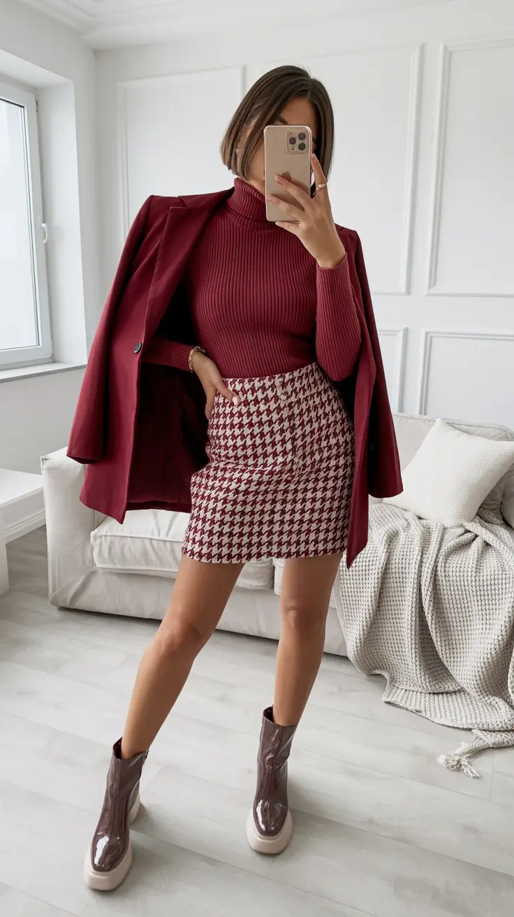 cute outfits for women 2026 Wine-Toned Sophistication