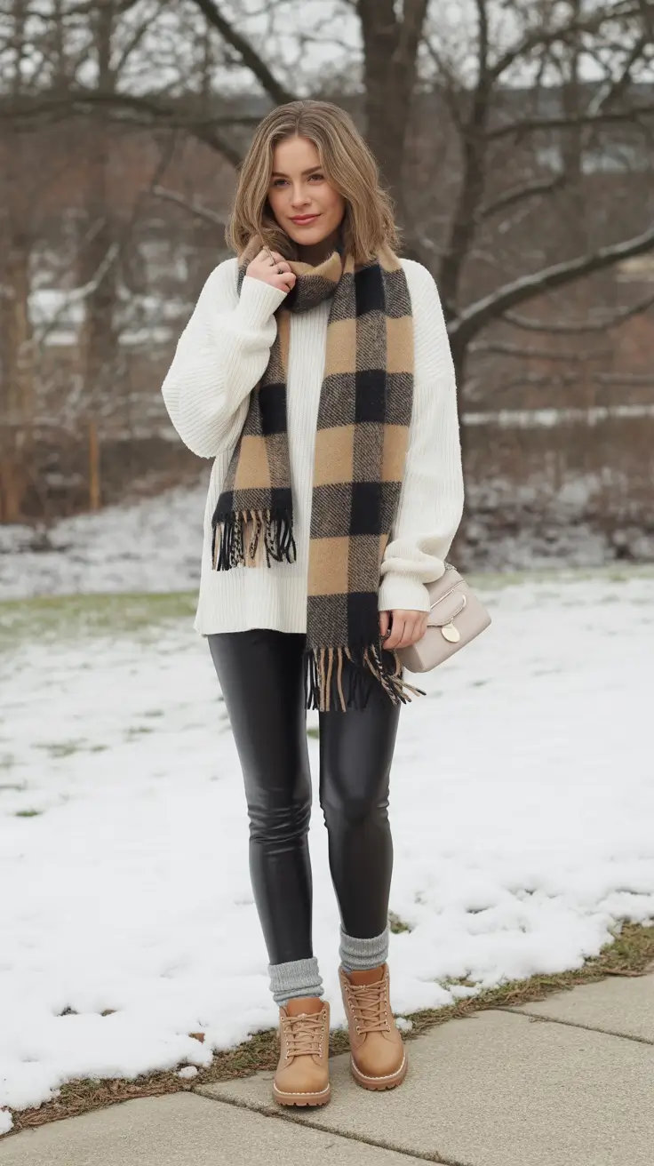 cold weather outfits winter Weekend Check and Leather Comfort
