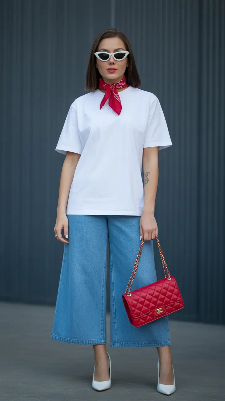 fashion outfits 2026 effortless chic in white and denim