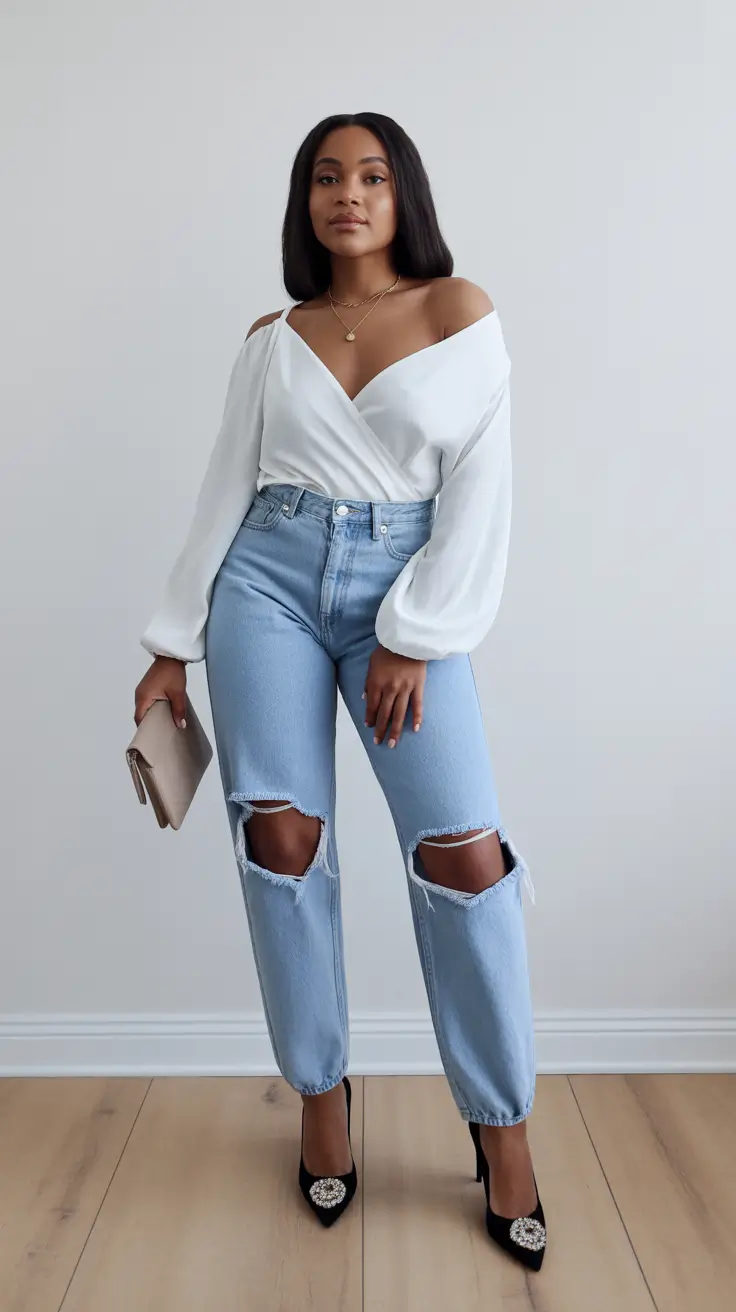 fashion outfits 2026 modern romance in white and denim