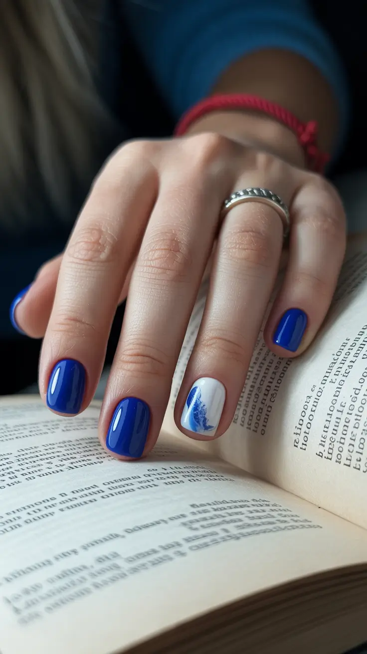 Gel Nail Trends Christmas 2025 Snowflake Blue Charm