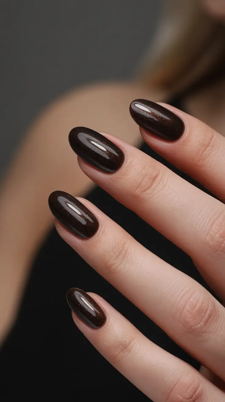 Gel Nail Trends Christmas 2025 Dark Cocoa Elegance