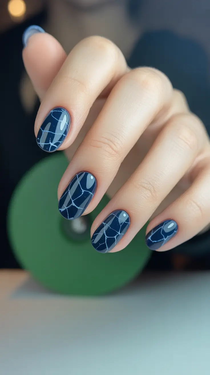 Gel Nail Trends Christmas 2025 Blue Frost Geometry