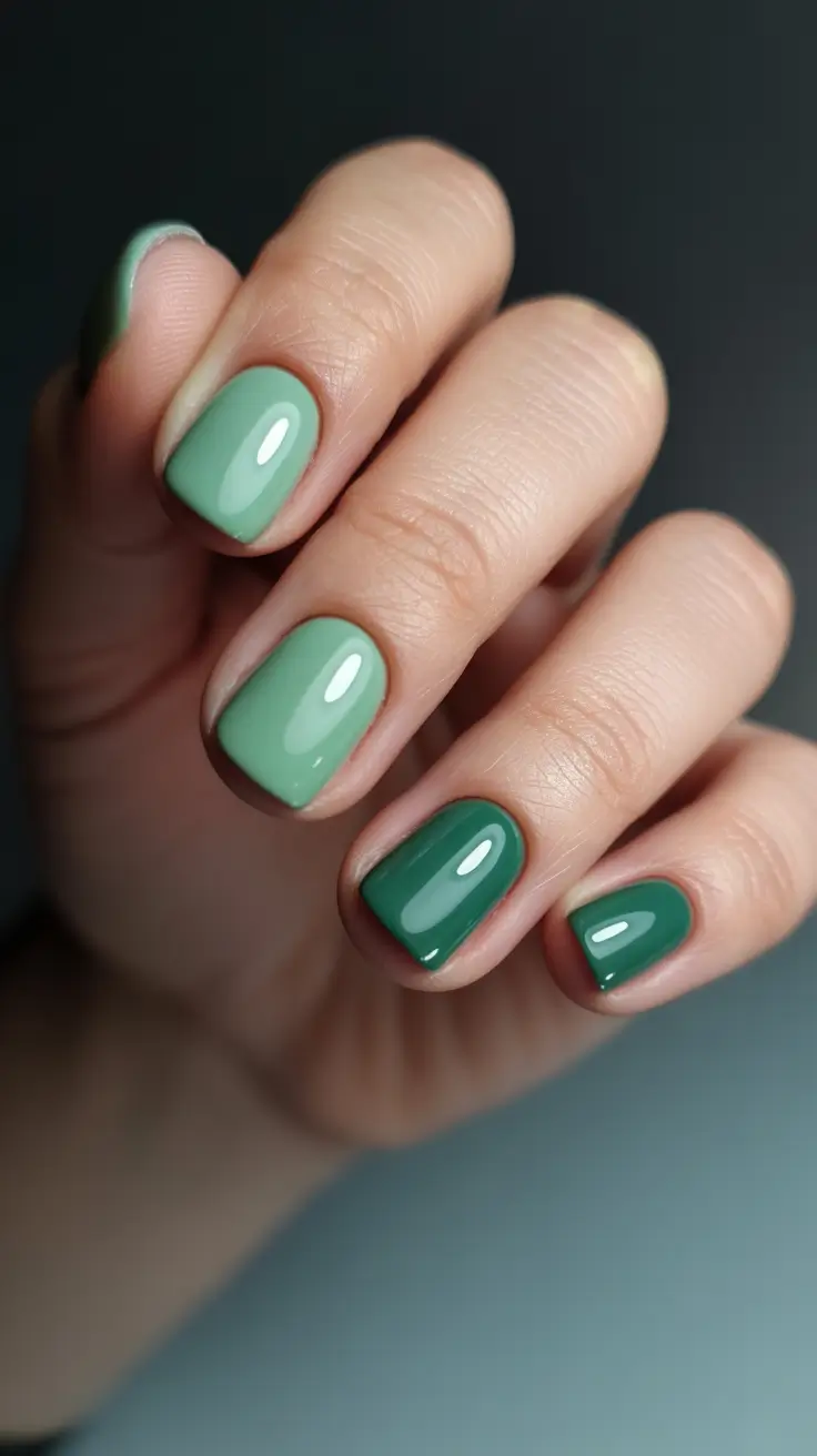 Gel Nail Trends Christmas 2025 Mistletoe Green Serenity