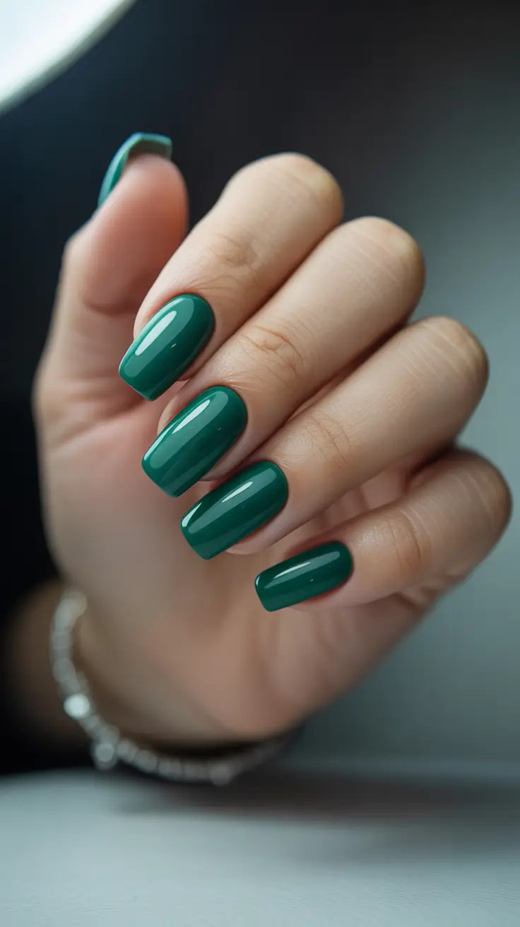 Gel Nail Trends Christmas 2025 Evergreen Elegance