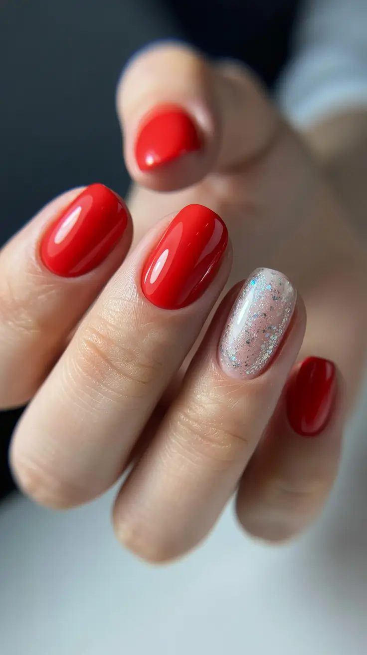 Gel Nail Trends Christmas 2025 Classic Red Spark