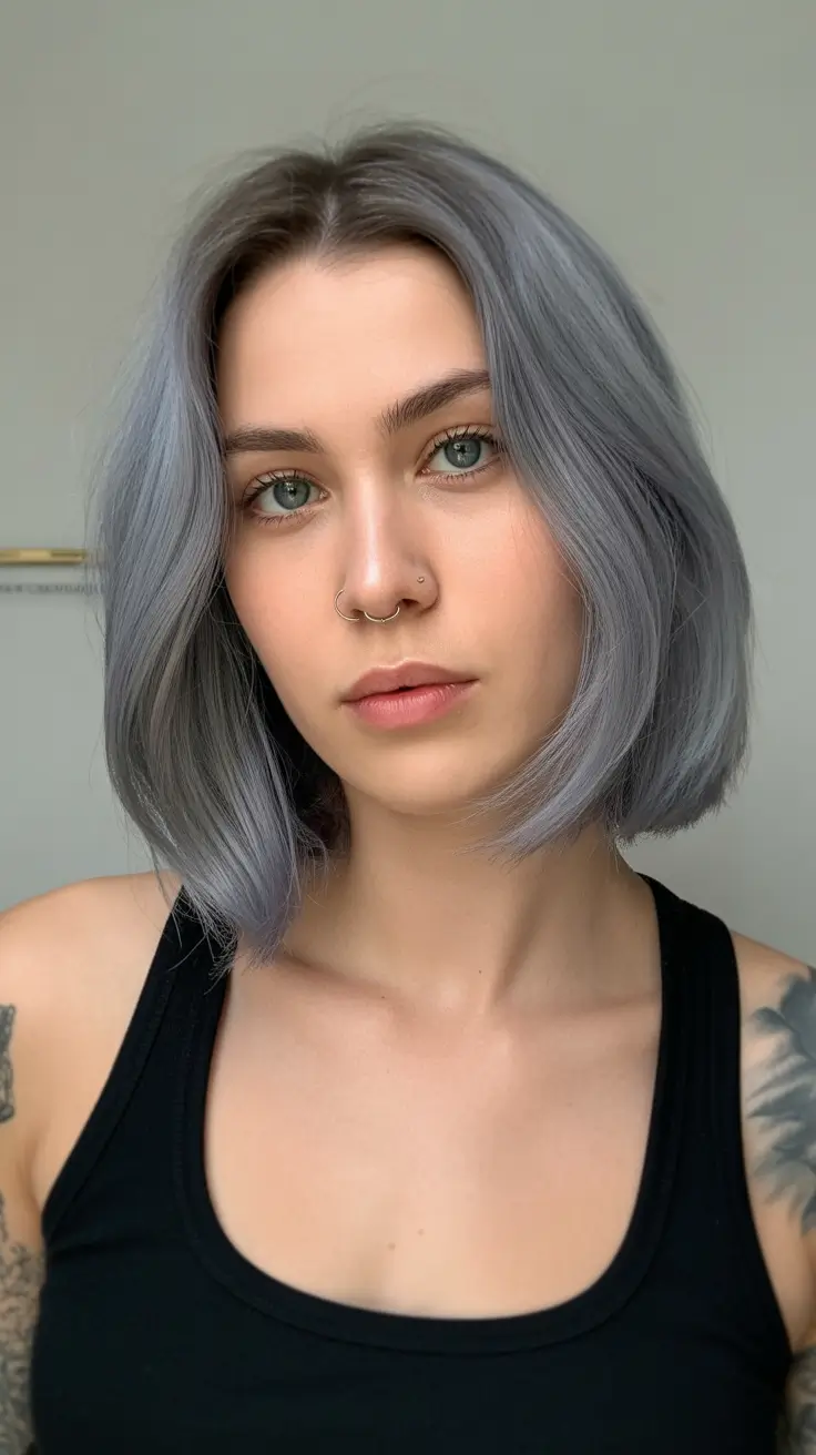 Hair color ideas 2026 Smoky Gray Bob