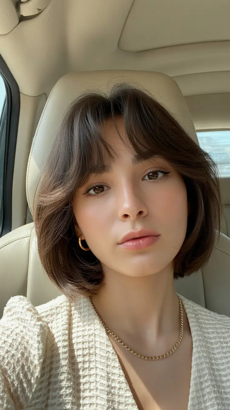 Hair color ideas 2026 Soft Brown French Bob