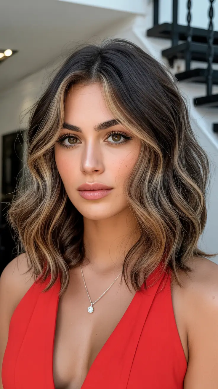 Hair color ideas 2026 Cool Brunette Bob with Highlights