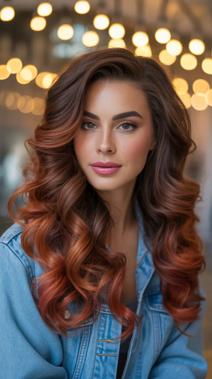 hair color ideas that make you look younger Chocolate-Copper Balayage with Shine