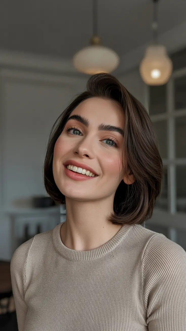 hair color ideas to look younger Soft Espresso Bob with Volume