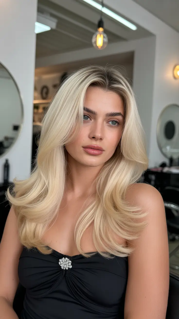 Honey blonde hair color 2026 Platinum Honey Blowout Glam