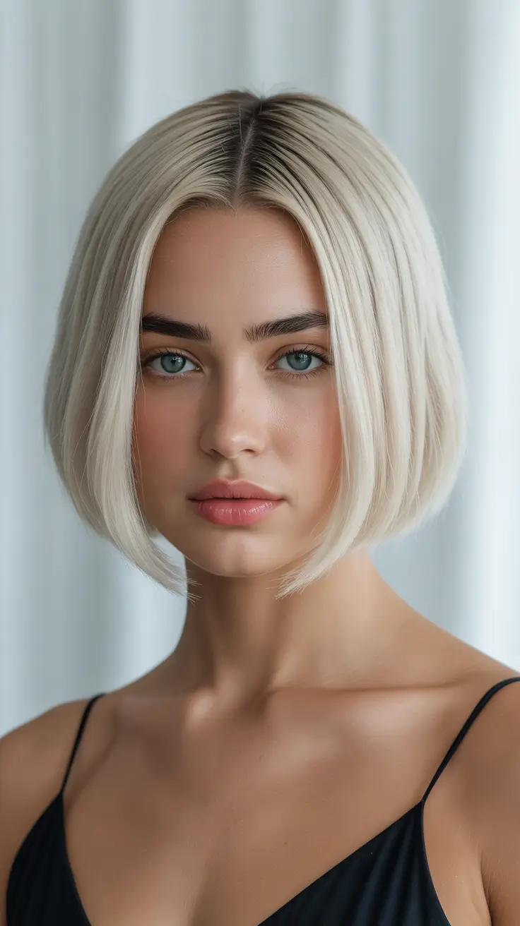 Honey blonde hair color 2026 Modern Short Bob in Neutral Honey Tones