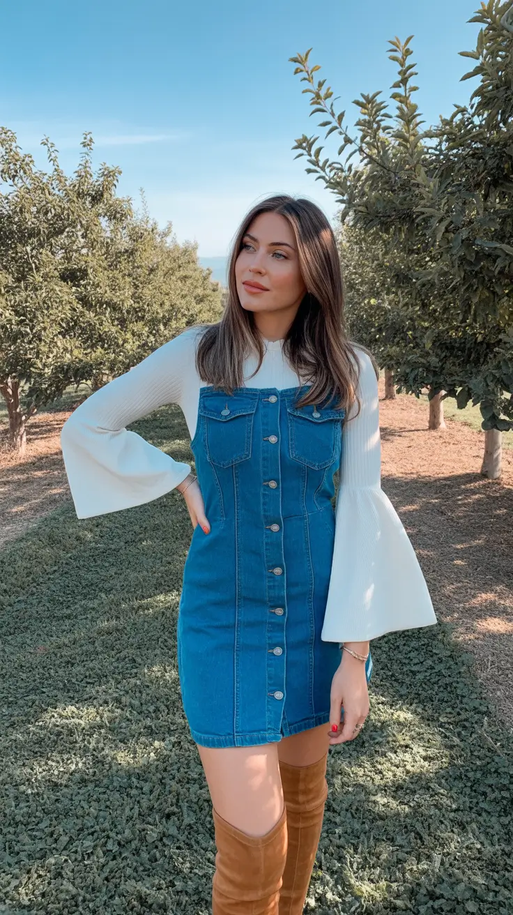 jeans outfits for women 2026 Fall Romance in Denim and White