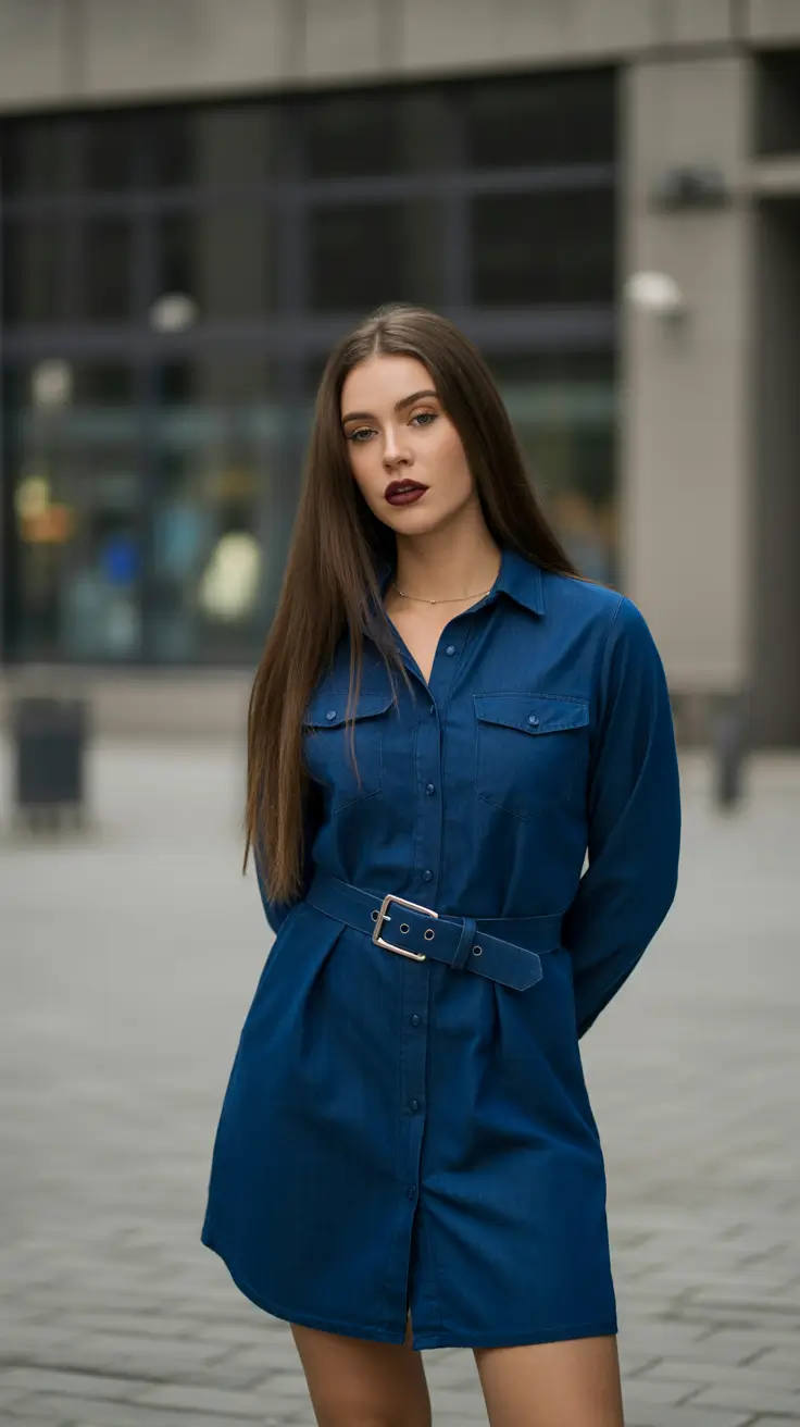 jeans outfits for women 2026 Denim Shirt Dress Sophistication