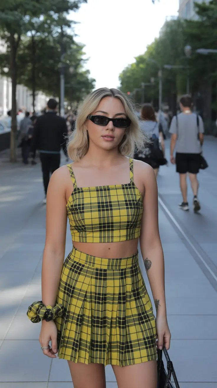 trendy outfits 2026 Yellow Plaid Playfulness