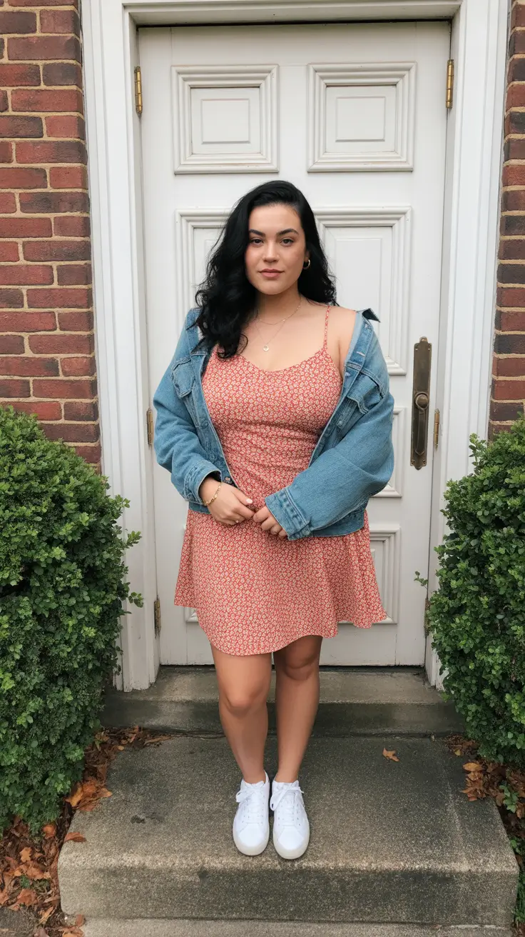 midsize outfits ideas 2026 Flirty Denim & Mini Florals