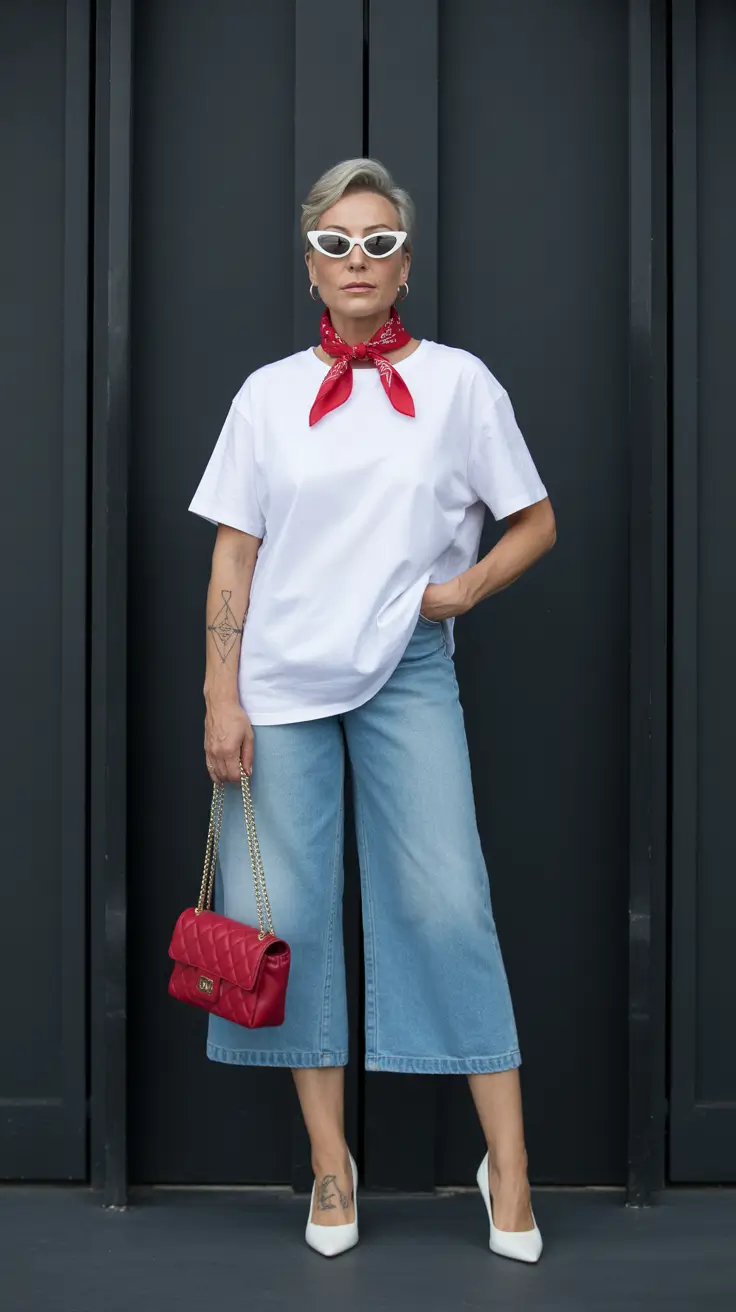 Outfit ideas for women over 40 in 2026 - Modern Denim Ease With a Retro Twist