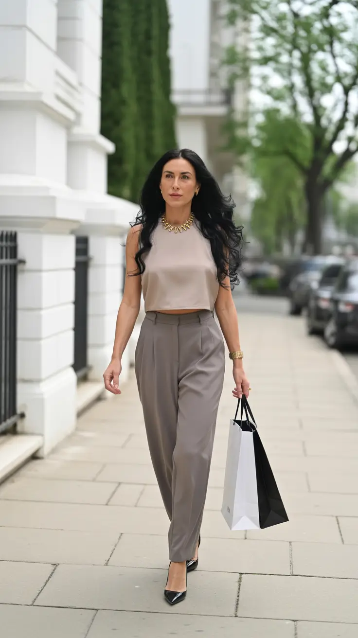 Outfit ideas for women over 40 in 2026 - Taupe Minimalism With a Luxe Twist