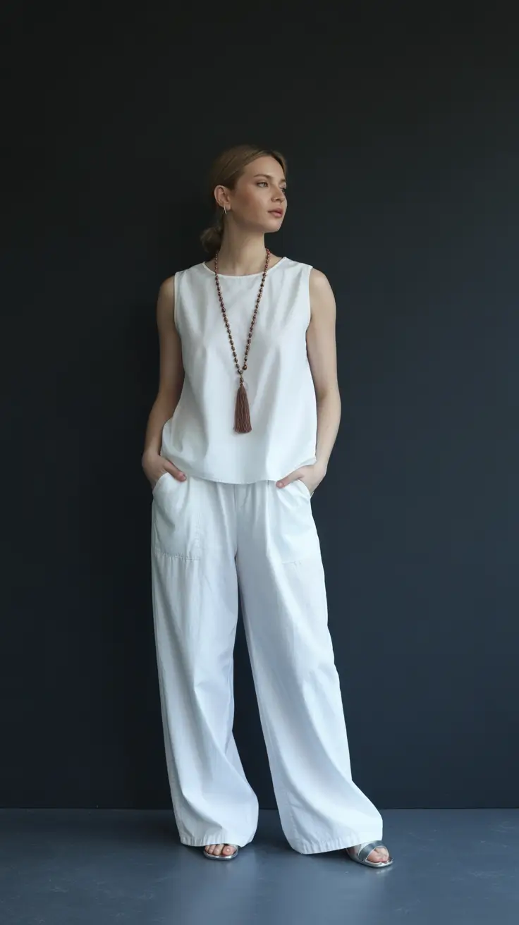 Outfit ideas for women over 40 in 2026 - Relaxed All-White Minimalism for Warm Weather Ease