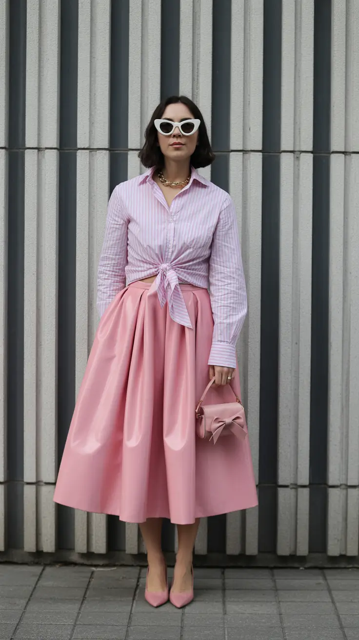 Outfit ideas for women over 40 in 2026 - Romantic Pink Full Skirt With Modern Feminine Details