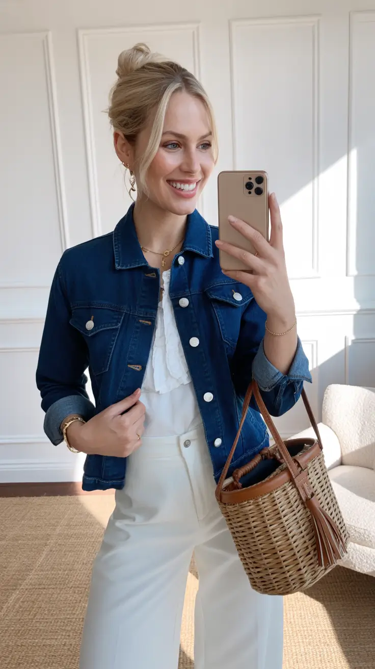 Outfit ideas for women over 40 in 2026 - Denim Jacket Lightness for Bright Spring Days