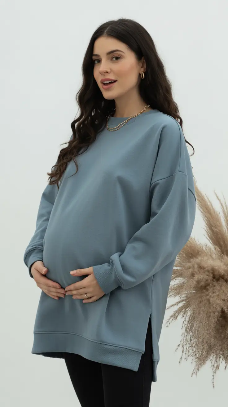 pregnancy outfits casual Comfy Blue Sweater Mood