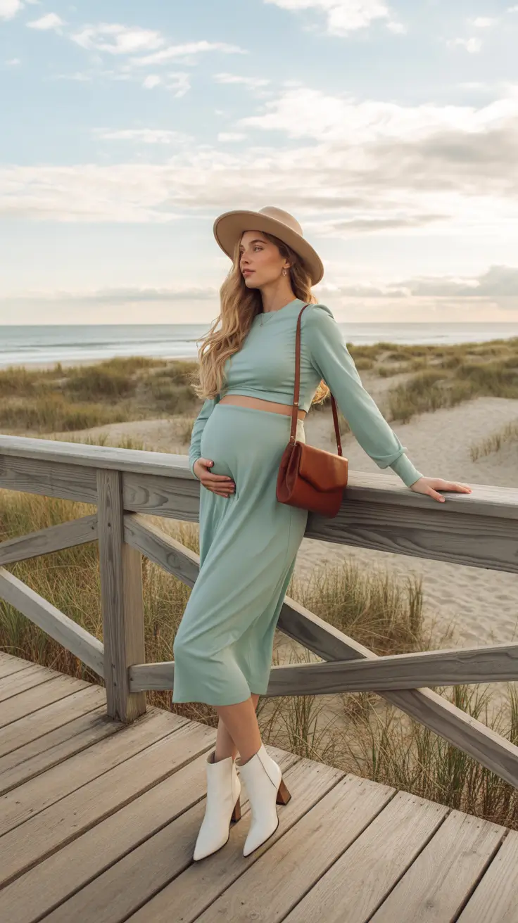 pregnancy outfits spring Minty Coastal Glow