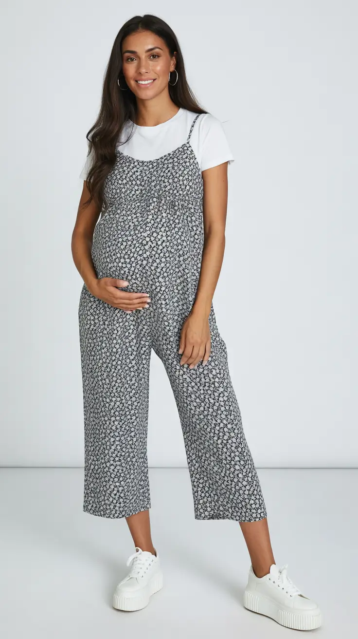 pregnancy outfits summer Effortless Printed Jumpsuit