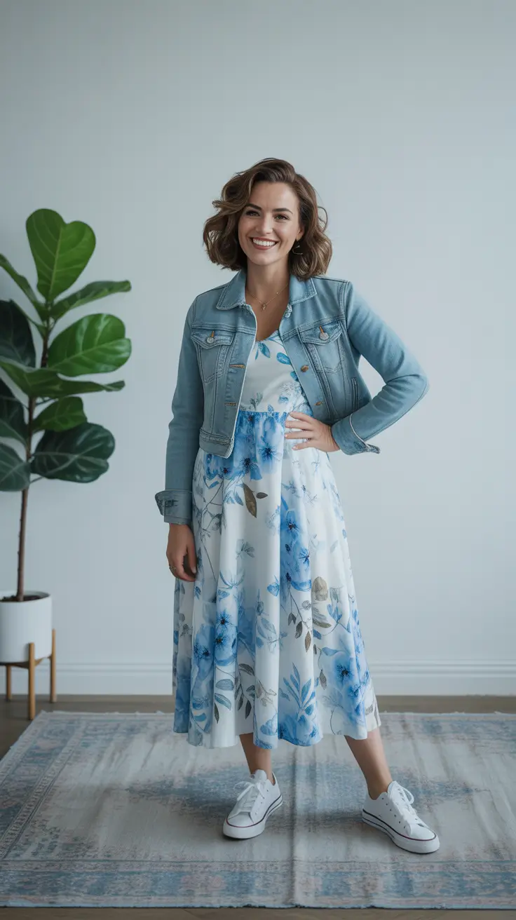 Stylish capsule wardrobe outfits 2026 Soft Florals and Denim for Everyday Joy