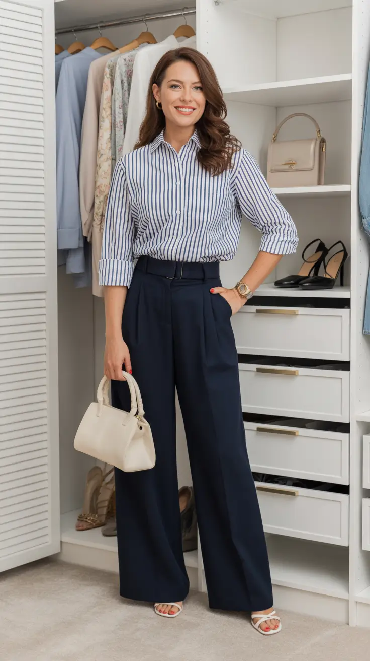 Stylish capsule wardrobe outfits 2026 Refined Stripes for Work and Beyond