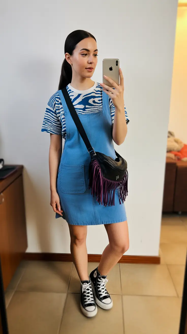 Stylish capsule wardrobe outfits 2026 Playful Denim and Zebra Prints for a Casual Day